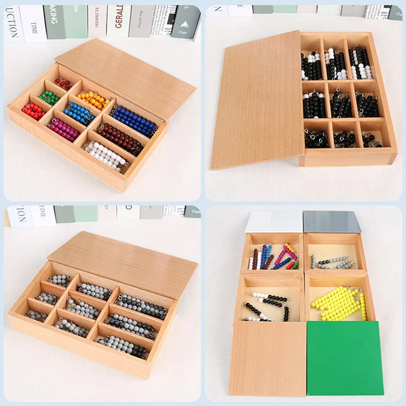 Caja de matemáticas con cuentas Montessori