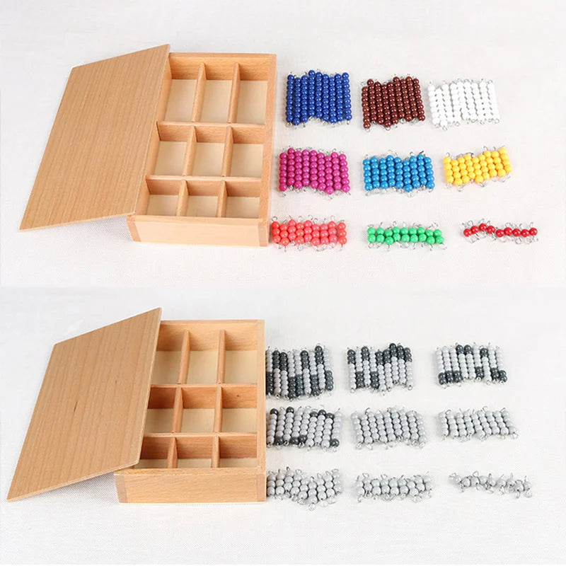 Caja de matemáticas con cuentas Montessori