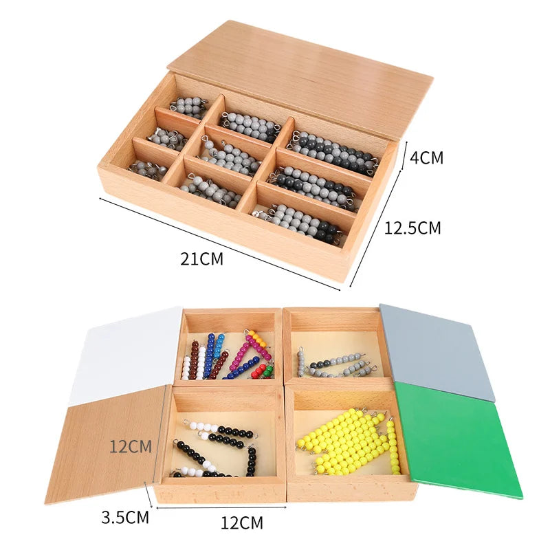 Caja de matemáticas con cuentas Montessori
