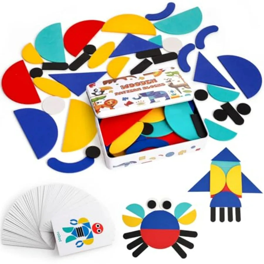 Juego de bloques de madera con patrones