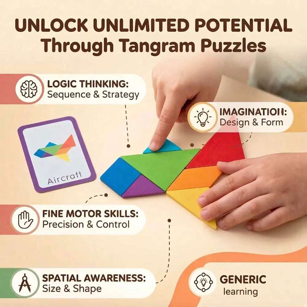 Juego de rompecabezas Tangram de madera