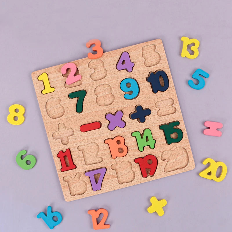 Rompecabezas de formas de letras y números