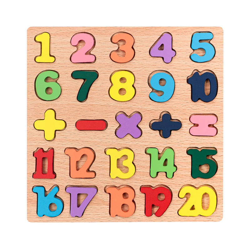 Rompecabezas de formas de letras y números