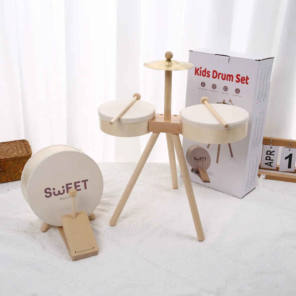 Batería de madera para niños