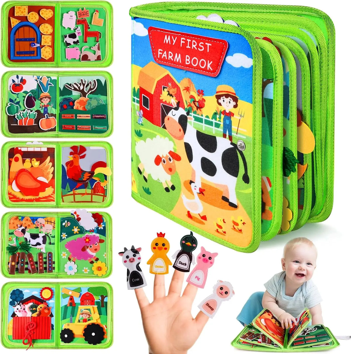 Tablero de actividades de animales de granja