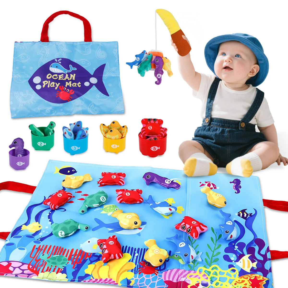 Juego de pesca y apilamiento oceánico