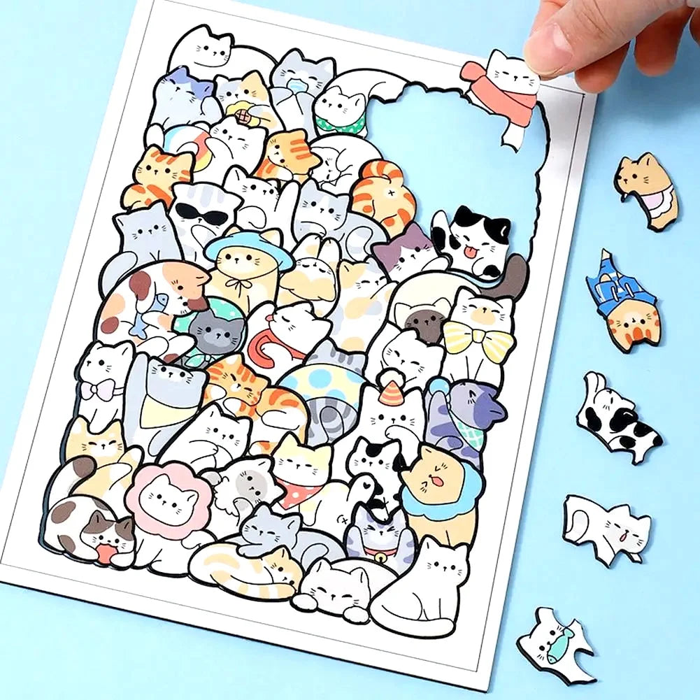 Set de rompecabezas de gato de madera