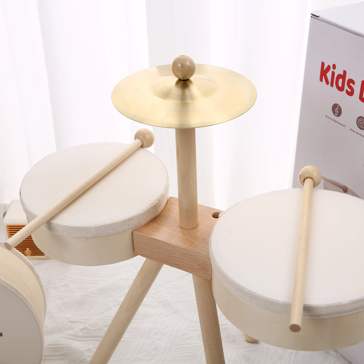 Batería de madera para niños