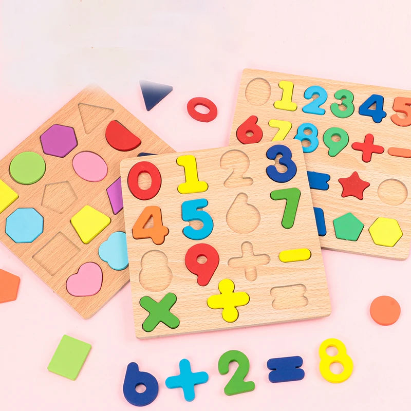 Rompecabezas de formas de letras y números