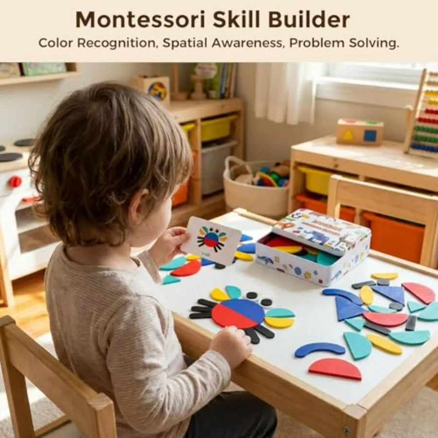Juego de bloques de madera con patrones